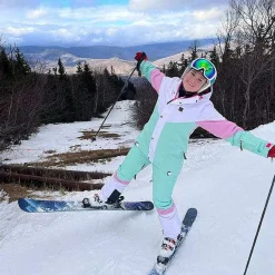 1080 Women'S Ski & Snowboard Jacket - Pastel Pink, White & Pastel Mint