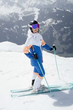 1080 Women'S Ski & Snowboard Jacket - Pastel Peach, White & Blue