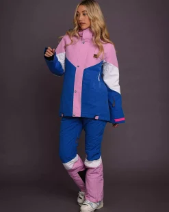 1080 Women'S Ski & Snowboard Jacket - Pastel Pink, White & Blue