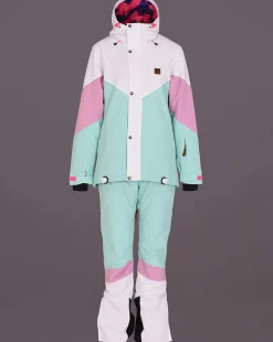 1080 Women'S Ski & Snowboard Pant - Pastel Pink, White & Pastel Mint