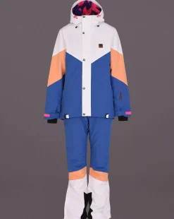 1080 Women'S Ski & Snowboard Pant - Pastel Peach, White & Blue