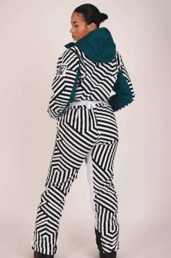 Fall Line Black & White Curved Female Ski Suit