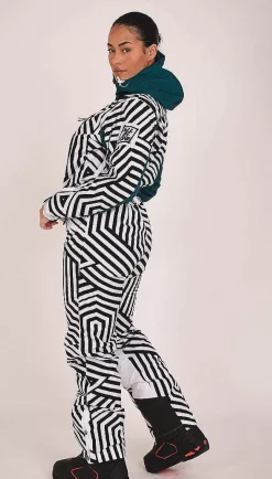 Fall Line Black & White Curved Female Ski Suit