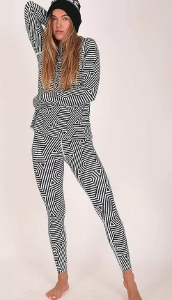 Fall Line Black & White Womens Baselayer Top