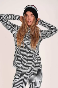 Fall Line Black & White Womens Baselayer Top