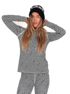 Fall Line Black & White Womens Baselayer Top