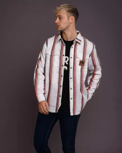 Fresh Pow Men'S Reversible Mid-Layer Jacket - White, Red, Black & Grey