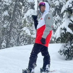 Fresh Pow Men'S Ski Snowboard Jacket - White, Red, Black & Grey