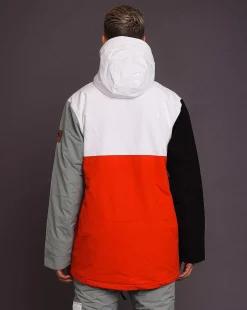 Fresh Pow Men'S Ski Snowboard Jacket - White, Red, Black & Grey