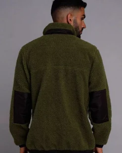 Sherpa Fleece Jacket - Khaki / Black - Men'S