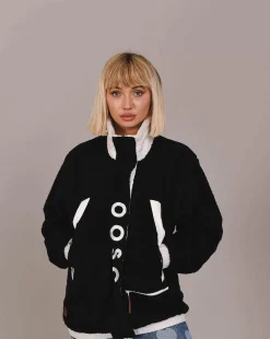 Sherpa Fleece Jacket Black / White - Women'S