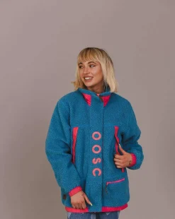Sherpa Fleece Jacket Blue / Pink - Women'S