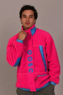 Sherpa Fleece Jacket Pink / Blue - Men'S