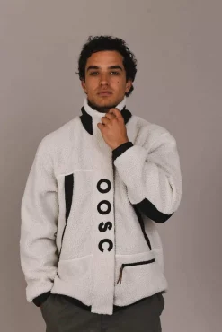 Sherpa Fleece Jacket White / Black - Men'S