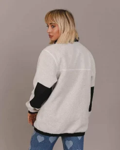 Sherpa Fleece Jacket White / Black - Women'S