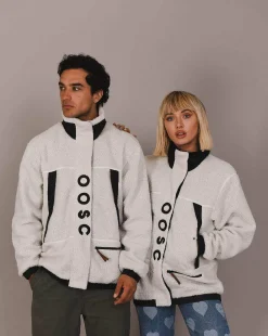Sherpa Fleece Jacket White / Black - Women'S