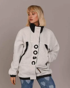 Sherpa Fleece Jacket White / Black - Women'S
