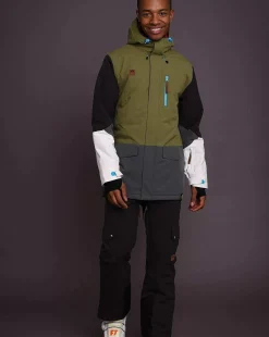 Yeh Man Men'S Ski & Snowboard Jacket - Khaki, Grey, Black