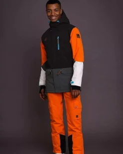 Yeh Man Men'S Ski & Snowboard Jacket - Black, Grey & Orange