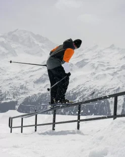 Yeh Man Men'S Ski & Snowboard Jacket - Black, Grey & Orange