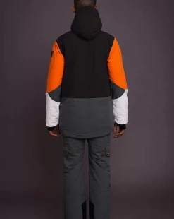 Yeh Man Men'S Ski & Snowboard Jacket - Black, Grey & Orange