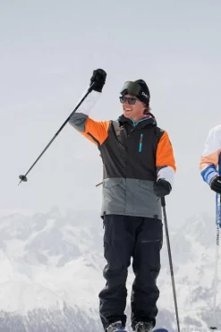 Yeh Man Men'S Ski & Snowboard Jacket - Black, Grey & Orange