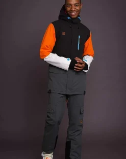 Yeh Man Men'S Ski & Snowboard Jacket - Black, Grey & Orange