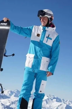 Yeh Man Men'S Ski Snowboard Jacket - Blue & White